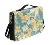 Kuiaobaty Tie-Dye Étui de transport pour livre de la Bible avec bandoulière Sac d'église de Noël en cuir PU, Hibiscus floral hawaïen, XL-[11.2x8.0in=28.5x20.3cm]