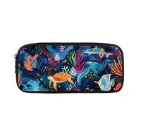 Kuiaobaty Trousse à crayons Ocean Underwater World pour garçons, enfants, tortues de mer, poissons, trousse à crayons, trousse de rangement durable pour fournitures d'étude