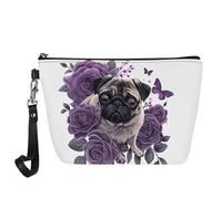Kuiaobaty Trousse de maquillage en cuir - Organiseur de voyage - Trousse de toilette pour fille - Trousse de beauté pour femme, Rose violette pour chien, Organiseur de sac