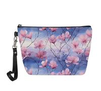 Kuiaobaty Trousse de maquillage en cuir - Organiseur de voyage - Trousse de toilette pour fille - Trousse de beauté pour femme, Fleurs roses aquarelles., Organiseur de sac