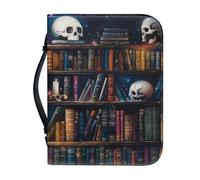 Kuiaobaty Vieille bibliothèque imprimée étui pour femme avec poignée, livres antiques, tête de mort, sac de rangement en cuir imprimé, L