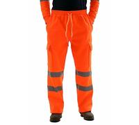 Kuiazelit Pantalon de travail haute visibilité 100 % coton pour homme - Pantalon de jogging de sécurité multi-poches super doux haute visibilité cargo - Pantalon de travail, Orange, L