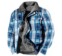 kuiazelit Vestes d'hiver rembourrées pour homme - Chemise de bûcheron à carreaux - Manteaux longs thermiques - Parka à manches longues - Doublure en polaire - Chemise décontractée - Fermeture éclair