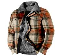 kuiazelit Vestes d'hiver rembourrées pour homme - Chemise de bûcheron à carreaux - Manteaux longs thermiques - Parka à manches longues - Doublure en polaire - Chemise décontractée - Fermeture éclair