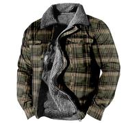 kuiazelit Vestes d'hiver rembourrées pour homme - Chemise de bûcheron à carreaux - Manteaux longs thermiques - Parka à manches longues - Doublure en polaire - Chemise décontractée - Fermeture éclair