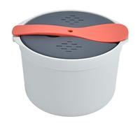KUIDAMOS Cuiseur à Riz à -ondes 2 L, Matériau PP Durable de qualité Alimentaire, Facile à Utiliser pour les Repas de Famille avec Cuillère à Riz, Couvercle, Passoire, Marmite à Vapeur (Orange)