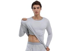 KUIDAMOS Ensemble de sous-vêtements Thermiques élégant, Ajustée, Couche de Base Chaude pour Hommes par Temps Froid, Tricot 1 Ensemble (L)