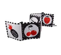 KUIDAMOS Livre Jouet Portable en Tissu Noir et Blanc Doux à Contraste élevé pour le Développement Visuel, L'entraînement des Capacités de Préhension et la Cognition des Objets, Matériau en Fibre de