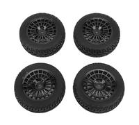 KUIDAMOS Pneus de Voiture de Tourisme sur Route 1/10, élégants, en Caoutchouc Résistant à l'usure, Convertis en Pneus de Rallye 1/16 3 X, Pouces pour Modèles de Voitures, 4 Pièces à Rayons (Noir)