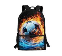 KUIFORTI Sac à dos d'école pour enfants de 5 à 15 ans, grand sac à dos décontracté pour école primaire, Imprimé ballon de football flamme, taille unique