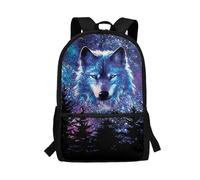 KUIFORTI Sac à dos d'école pour enfants de 5 à 15 ans, grand sac à dos décontracté pour école primaire, Loup violet, taille unique