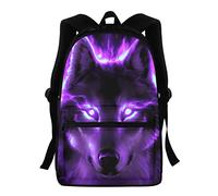 KUIFORTI Sac à dos pour enfants, Sacs d'école Aniaml Wolf pour garçons et adolescents, Sacs à dos pour la rentrée scolaire, Grand sac à dos primaire pour randonnée en plein air (Violet)