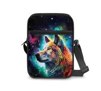 KUIFORTI Sac à main à bandoulière pour femmes et filles - Joli sac à main à bandoulière avec fermeture éclair - Petit sac fourre-tout, Loup de nuit galaxie, Taille unique
