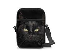 KUIFORTI Sac à main à bandoulière pour femmes et filles - Joli sac à main à bandoulière avec fermeture éclair - Petit sac fourre-tout, Animal Chat noir, Taille unique
