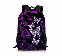KUIFORTI sacs d'école papillons violets, sacs à dos pour ordinateur portable grande capacité dames filles, cadeaux de sac à dos à dos d'école pour enfants