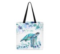 KUIFORTI Sacs fourre-tout en toile pour femme - Réutilisables - Grand sac à vêtements sales - Sac à main portable, Tortue de mer bleue., Taille unique