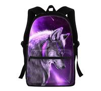 KUIFORTI Violet Animal Wolf Sac À Dos Décontracté Sac À Dos, Enfants Sacs D'école Durable Léger Cartable Maternelle Tout-Petit Cartable