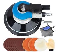 KUIMIT Ponceuse excentrique à air comprimé pneumatique orbitale avec régulation de la Vitesse, pour polissage du bois, métal et carrosserie, ponceuse double action Ø 150 mm 6“