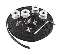 Kuinayouyi Lot de 2 poulies GT2 20 dents Alésage 5 mm + courroie dentée GT2 6 mm & 2 galets tendeurs 4 tendeurs pour imprimante 3D RepRap