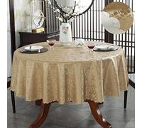 Kuinmpiond Anti Huile Nappe pour Table Rectangulaire Anti Brûlure pour Un Mariage Un Restaurant Une Fête B Jaune Or Rond Diamètre 200cm