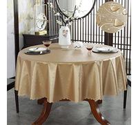 Kuinmpiond Nappe Rectangulaire Imprimée Anti Tâche Anti Brûlure Imperméable Antitache Supérieure Longue Durée Diamètre Rond Doré 180cm