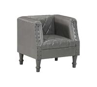 Fauteuil de Salon Meuble de Salle de Séjour Fauteuil de Chambre à Coucher Bureau Maison Intérieur Gris Cuir Véritable de Chèvre