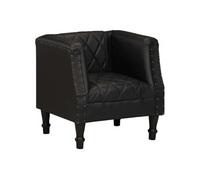 Fauteuil de Salon Meuble de Salle de Séjour Fauteuil de Chambre à Coucher Bureau Maison Intérieur Noir Cuir Véritable de Chèvre