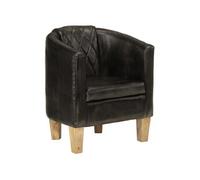 Kuipstoel echt leer gris