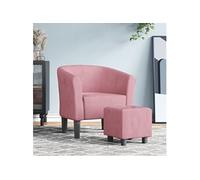 vidaXL Fauteuil Cabriolet avec Repose-Pied, Chaise avec Accoudoirs, Canapé avec Dossier, Siège Rembourré Salon Chambre, Rose Velours