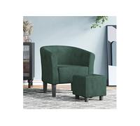 vidaXL Fauteuil cabriolet avec repose-pied, accoudoirs, siège rembourré, velours vert foncé