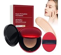 KUIRUNRX® Base amortiguadora ultrafirmante, Mask Fit Red Cushion Foundation, Super Fit Cushion Foundation,Buildable Coverage,Moisturized,Oil-Free for All Skin Types (21N)