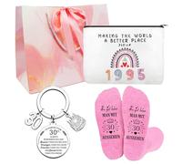 KUIRUNRX® Cadeau d'anniversaire pour Femmes, Cadeau Femme 30 Ans, Cadeau Anniversaire Personnalisé avec Trousse de Maquillage, Porte-Clés, Chaussettes Roses (30 Ans)