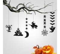 KUIRUNRX® Halloween Decoration, Lot de 6 décorations fantômes à Suspendre, Panneau Suspendu Halloween pour fête, terrasse, Porte, fenêtre, Arbre, Porche, Maison, pelouse, Mur