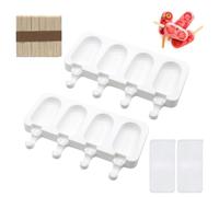 KUIRUNRX® Moules à Glace Silicone, 2 Pcs Moule à Dessert, Moule à Crème Glacée avec Couvercles, Réutilisable, pour Maison Dessert, Jus de Fruits, Crème Glacée, con 50 Bâtonnets en Bois (B)