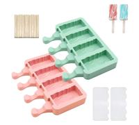 KUIRUNRX® Moules à Glace Silicone, 2 Pcs Moule à Dessert, Moule à Crème Glacée avec Couvercles, Réutilisable, pour Maison Dessert, Jus de Fruits, Crème Glacée, con 50 Bâtonnets en Bois