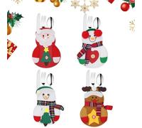 KUIRUNRX® Porte Couverts de Noël, Bolsa Cubiertos Navidad, Sac à Couverts en Feutre Père Noel Gnome Paniers à Couvert Decoration de Table Noël, Pour décorer les fêtes, les tables, Noël(4 Pièces)