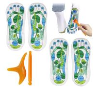 KUIRUNRX® Reflexologie Plantaire, 2 Paires Chaussettes de Réflexologie avec bâton de massage, Chaussettes de Massage D'acupression, Pour un Massage Simple Pied à Domicile (Unisexe, Tailles 37-46)