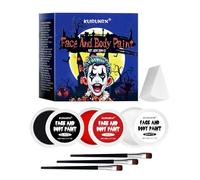 KUIRUNRX® Visage Corps Peinture, Maquillage Halloween pour Visage Clown, Peinture Visage Noir Blanc Rouge pour Carnaval, Théâtral, Zombie, Maquillage Effets Spéciaux