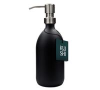 Kuishi 500 ML Bouteille en Verre Noir-Distributeur de Savon-Pompe en Acier Inoxydable argenté-réutilisable-écologique-Polyvalent-élégant-décor Moderne pour la Maison