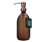 Kuishi Brown Matte Amber 500 ML Distributeur de Savon en Verre avec Pompe en Acier Inoxydable Bronze, Distributeur de Verre recyclé respectueux de l'environnement, élégant Outil de décoration