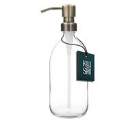 Kuishi Dispenser per flaconi con pompa in vetro trasparente [500ml, pompa dorata] Flacone per dispenser di sapone in vetro ambrato ricaricabile con pompa in acciaio inossidabile, ecologico (senza BPA)