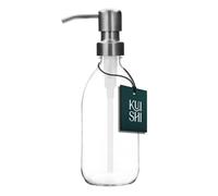 Kuishi Distributeur de flacons à pompe en verre transparent [250ml, pompe en bronze] Flacon distributeur rechargeable en verre avec pompe en acier inoxydable, respectueux de l'environnement (sans BPA)