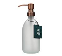 Kuishi Distributeur de savon blanc en verre mat [300 ml, bronze] Distributeur de savon en verre avec pompe en acier inoxydable, accessoires de salle de bain blancs (sans BPA)
