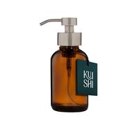Kuishi Distributeur de Savon Liquide moussant en Verre ambré avec Pompe en Acier Inoxydable argenté, Bouteille de Savon recyclé, Verre ambré de Protection UV, sans BPA