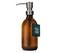 Kuishi Flacon Pompe en Verre ambré avec Pompe en Acier Inoxydable [300 ML, Pompe argentée], Ambré, flacons Rechargeables Marron idéal pour Le Lavage des Mains, shampooing, après-shampooing (sans BPA)