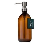 Kuishi Flacon Pompe en Verre ambré avec Pompe en Acier Inoxydable [500 ML, Pompe argentée], Flacons Rechargeables Marron Idéal pour Le Lavage des Mains, shampoing, après-shampooing (sans BPA)