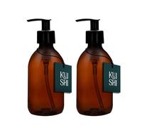 Kuishi Lot de deux flacons distributeurs de savon en plastique Marron ambre, Plastique, ambre, 250 ml