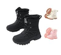 Kuisoe Bottes de neige d'hiver pour femme - Bottes d'extérieur antidérapantes et imperméables avec doublure en peluche pour la randonnée et l'alpinisme, Noir , 39 EU
