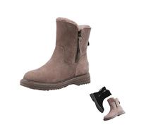 Kuisoe Bottes d'hiver pour femme en cuir véritable + doublure en polaire - Chaudes et moelleuses, idéales pour les promenades et les voyages, ajustement confortable sans points de confinement