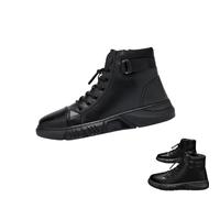 Kuisoe Chaussures Slip-on en Cuir PU pour Hommes - Style Décontracté & de Travail, Confortable & Élégant (Noir,44)